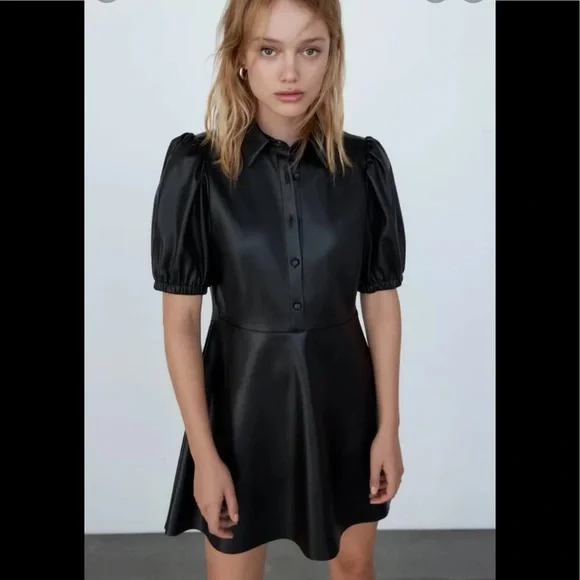 zara leather mini dress Zara leather dress S (4-6) Like new